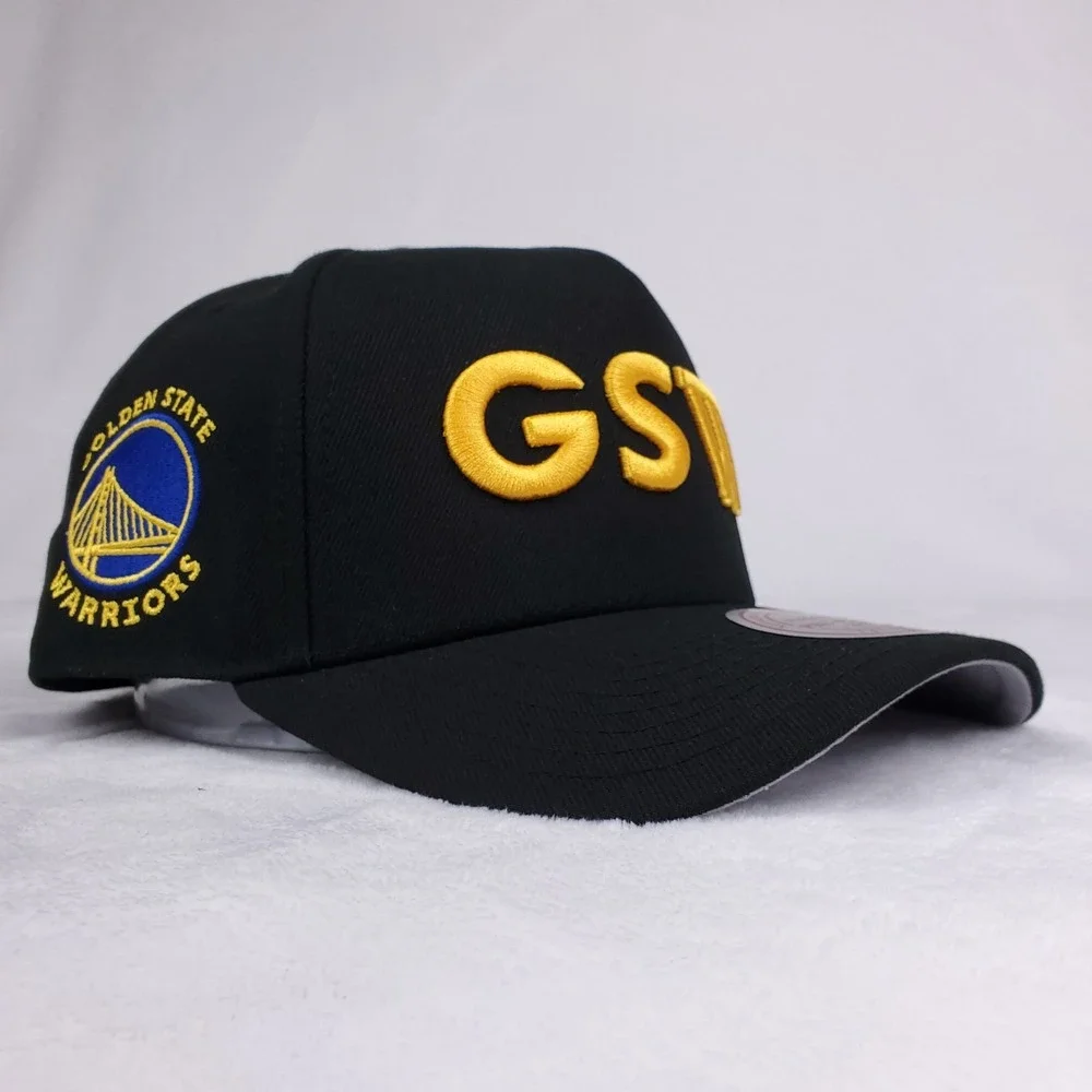 Golden State Warriors Mitchell & Ness NBA Pro Fit Snapback Hat Cap 3D Logo NWT‎